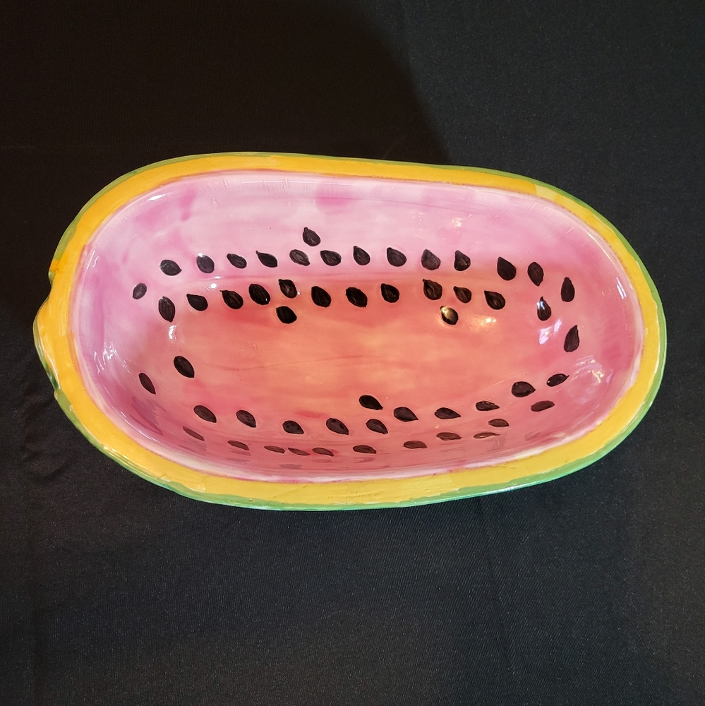 Vintage Watermelon Ceramic Serving Bowl